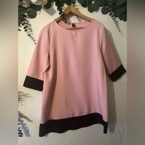 SHEIN Pink Midi Dress with Black Trim